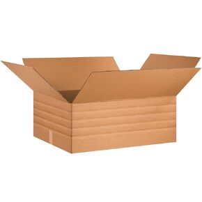Boxes Fast BFMD302412 Multi-Depth Cardboard Shipping Boxes, 30" x 24" x 12", Pre-Scored, Single Wall Corrugated, Kraft (Pack of 15)
