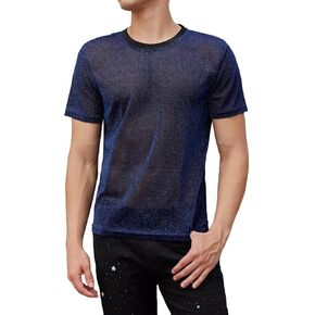 Verdusa Men's Glitter T Shirt Short Sleeve Round Neck Party Tee Top