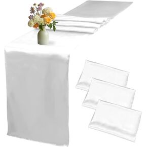 Table Runner, Gold Table Runner, 3 PCS Satin Table Runner, Table Runner for Party, 12 x 108 Inch Silk Wedding Table Runners for Halloween, Fall, Birthday, Banquets, Graduations, Gold Party Decoration
