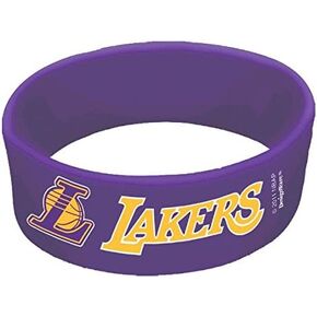 Official L.A. Lakers Cuff Band Favors - 4"x1" (Pack Of 6) | Purple & Yellow Rubber Wristbands For Sports Fans & Parties