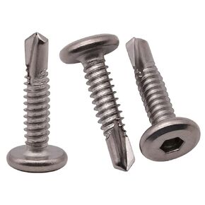 #12 x 3/4" (50 Pack) Flat Round Socket Head Cap Self Drilling Screws, 410 Stainless Steel Sheet Metal Screws, Self Drilling Screws Self Tapping Screws