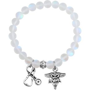 UJIMS Medical Assistant Graduation Gifts MA Stethoscope Charm Bracelet Medical Doctor Nurse Jewelry MA Caduceus Gift