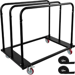 Steel Panel Truck, Heavy-Duty Drywall Cart w/ 5" PU Swivel Wheels, Panel Dolly Cart w/ 1800 LBS Capacity, for Handling Wall Panel/Lumber/Folding Table/Sheetrock， 45.6" L x 29" W x 39" H