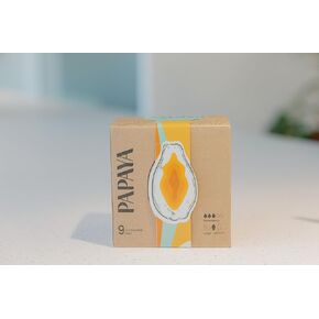 Papaya Safe and Compostable Menstrual Pads for Women - Pack of 2 Boxes (18 Pads), Combats Rashes and Odors, Biodegradable, Leakproof, No Fragrance, Wide, Soft Wings Large - 280mm x 75mm