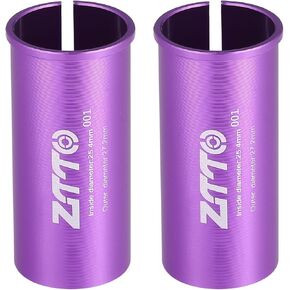 Seatpost Shim Adapter Durable 25.4mm 1" ID 27.2mm 1.07" OD Bike Seatpost Tube Reducing Sleeve Bushing Aluminum Alloy Purple (Set of 2)