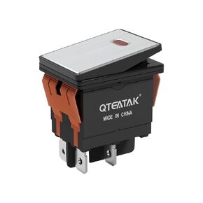 QTEATAK IP65 KCD4 DPST Boat Rocker Switch - On/Off 4-Pin 2-Position Snap Boat Rocker Toggle Switch, DC-13: 20A 36V, White Panel Red LED 9-24V, for Marine Vessels, Automobiles, and Household Appliances