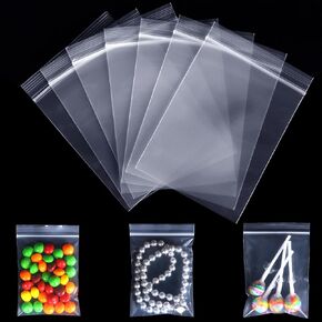 Clear Plastic Thick Poly Bags Reclosable Zip Lock Bags PE Plastic Bag Food Grade for Dry Goods, Candy, Tea, Coffee and Small Parts Storage 7cm x 10cm 100 Pack