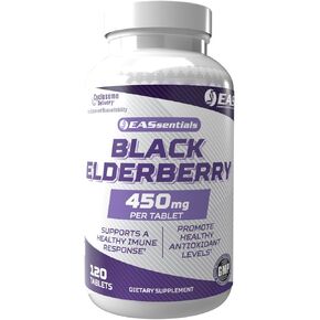 Black Elderberry 450mg | Supports Healthy Immune Response | Gluten Free, Non GMO | Better Absorption with Cyclosome Delivery | 120 Tablets