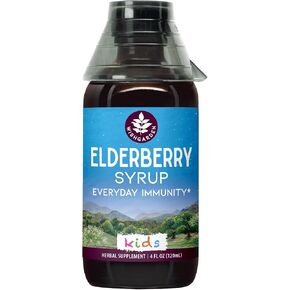 WishGarden Herbs Organic Elderberry Syrup for Kids - Childrens Elderberry Syrup with Black Elderberry, Astragalus, Orange Peel & Honey, Daily Immune Booster for Kids, Children 1+, No Sugar Added, 4oz
