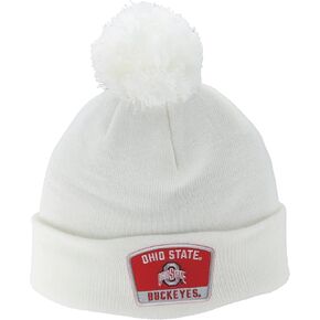 ZHATS Standard NCAA Officially Licensed Pom Beanie Patch Switchback White, One Size