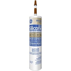 GE GE-5080 Silicone II Natural Wood Caulk, 10.1 oz Cartridge, Brown (Case of 12)