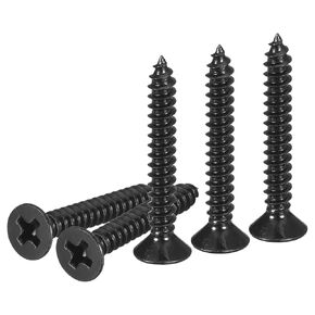25Pcs #6x1" Flat Head Wood Screws, 304 Stainless Steel Phillips Self Tapping Screws - Good for Woodworking, Furniture - Black