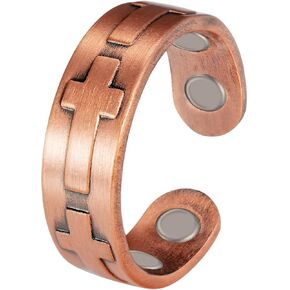 Wollet Copper Rings for Women, Magnetic Ring for Fingers, Pure Copper Jewelry with Magnet(CPR-0959-US5)