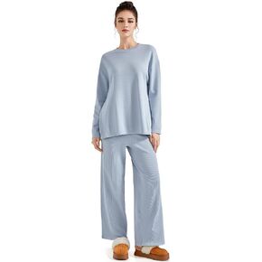 SUUKSESS Women Lounge Sets 2 Piece Pajamas Sets Long Sleeve Tops Wide Leg Pants in Saudi Arabia