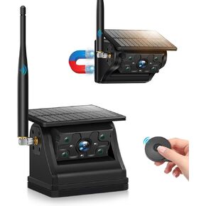 Solar Wireless Magnetic Backup Camera, 9900mAh Battery Powered Rechargeable IP69 Waterproof HD Back Up Rear View Remote Control Camera with 7 Inch 1080P Monitor System for Car Truck Trailer RV VN003