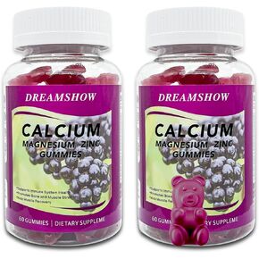 Sugar-Free Calcium Magnesium Zinc Gummies – High Absorption Zinc Gummies, Natural Plant-Based Calcium Supplement for Immune Support, Suitable for Kids and Adults, Vegan Elderberry Flavor – 120 Count