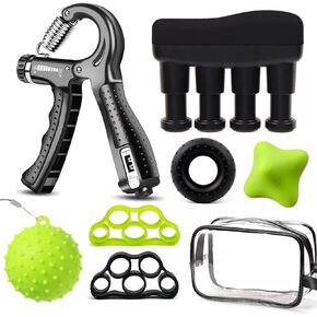 Hand Grips Strengthener Set, 7 Pack Hand Grip Trainer, Forearm Strengthener Training Workout Kit, Adjustable Hand Gripper, Finger Strengthener, Finger Exerciser, Ring Gripper, Stress Relief Ball