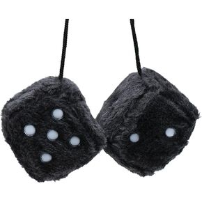 Car Rear View Mirror Fuzzy Dice Plush with Dots Accessories Pair of Square Hanging Couple Car Pendant Interior Rearview Mirror Decoration Couple Cute Ornaments (3 inch Purple)