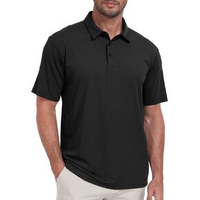 Hodaweisolp Mens Polo Shirts Short Sleeve Dry Fit Jacquard Moisture Wicking Performance Golf Shirt