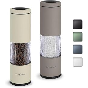 Salt and Pepper Grinder Set with Adjustable Coarseness | Manual Pepper Mill Grinder with Refillable Design | Ceramic Core | Kitchen Essential (2 Packs, Buttercream)