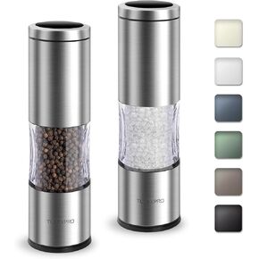 Salt and Pepper Grinder Set with Adjustable Coarseness | Manual Pepper Mill Grinder with Refillable Design | Ceramic Core | Kitchen Essential (2 Packs, Buttercream)