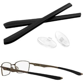 Replacement Rubber Kit Earsocks Nose Pads for Oakley Wingspan OX5040 OX5052 Eyeglasses Frame, Black Ear Temple Sleeve Set