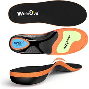 Work Boot Insoles Plantar Fasciitis - Welnove Heavy Duty Inserts for Pain Fatigue Relief, Standing All Day - High Arch Support Shoe Insoles Orthotic for Flat Feet, Achilles Tendonitis, Men Women (M)
