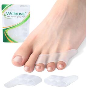 Welnove Gel Pinky Toe Separators - 8 Pack Pinky Toe Spacers, Bunion Cushions Pads for Women＆Men, Silicone Little Toe Protectors for Preventing Rubbing & Relieve Pressure(Clear)