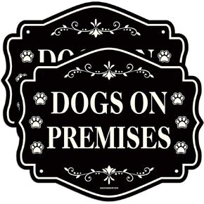 Dog on Premises Sign, 2Pack Beware of Dog Signs for Fence,12"x10"Dog on Duty Sign, Rust Free Reflective Aluminum, Fade/Weather Resistant, UV Protected, Indoor/Outdoor Use, Easy to Mount