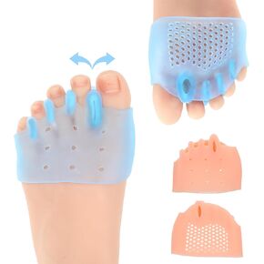 2 Pairs of Ball of Foot Cushion for Men & Women, Soft & Elastic Foot Pads with Breathable Holes, Metatarsal Pads for Foot, Toe Cushions for Shoes - Relief Foot & Bunion Pain, Blue, Skin