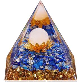 Orgone Crystal Pyramid, Lapis Lazuli & Amethyst Healing Crystal Pyramids, Orgonite Protection Crystals Energy Generator for Attract Wealth Success and Prosperity