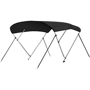 Waterproof Boat Bimini Top Cover-61-66" W 4 Bow Bimini Top Canvas Sun Shade Boat Canopy -1" Double Wall Aluminum Frame Tubes,2 Straps,2 Rear Support Poles,Storage Boot SLBT466G.5 (Gray)