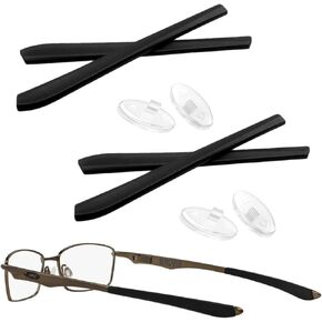 طقم مطاطي بديل لجوارب الأذن وسادات الأنف لإطار النظارات Oakley Wingspan OX5040 OX5052، مجموعة أكمام معبد الأذن السوداء