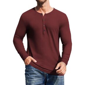 COOFANDY Men's 2Pack Slim Fit Henley Shirts Long Sleeve Lightweight Fashion Casual Cotton Basic T Shirts in Kuwait