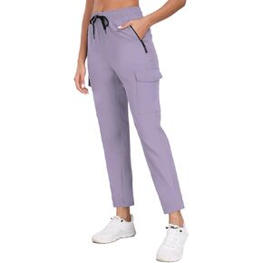 Women's Quick Dry Cargo Pants Water Resistant Hiking Pants Lightweight High Waisted Pants Zipper Pocket QYY24013 in Kuwait