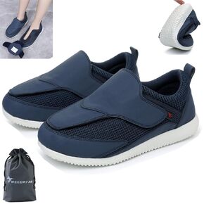 WEEOATAR Diabetic Shoes,Elderly Sports Shoes,Post-op Shoes,Adjustable,Slip-on and Wide Orthopedic Recovery Shoe with Top Wings for Swollen Feet,Diabetics and Arthritis Edema(Woman Blue,8.5/245cm)