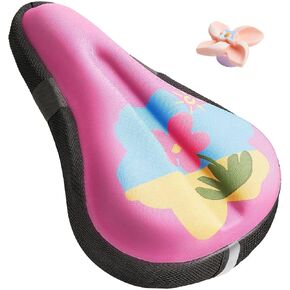 Kids Bike Seat Cushion for Girls, Gel Padded Bike Seat Cover for Toddler, Breathable & Extra Soft Gel Memory Foam, Pink Child Bicycle Saddle Cushion 9"x 6"