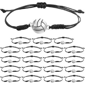 20pcs Volleyball Bracelet, Charm Volleyball Stuff Jewelry Knot Adjustable Volleyball Rope Bracelet Braided Sport Bracelets Accessories for Women Men Teens Players Party Favour Souvenir