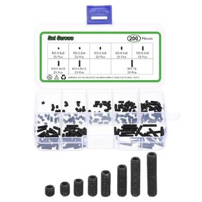 uxcell Allen Head Socket Hex Grub Screw Assortment Kit, 400PCS M3/M4/M5/M6/M8 Carbon Steel Internal Hex Drive Cup-Point Set Screws Assortment Kit for Door Handles, Faucet