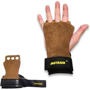Workout Gloves for Men & Women Gym, Real Leather 3 Hole Gymnastics Palm Protector pad Weight Lifting Hand Grips with Adjustable Wrist Support Wraps