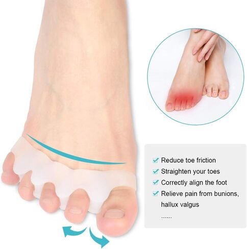 Toe Separator, 4 Pairs Gel Toe Spacers Bunion Corrector Silicone Toe Spreaders Hammer Toe Straightener for Hallux Valgus, Crooked Toes, Yoga Toes and Overlapping Toes Foot Pain Relief in Saudi Arabia