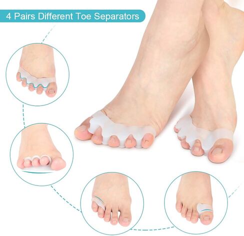 Toe Separator, 4 Pairs Gel Toe Spacers Bunion Corrector Silicone Toe Spreaders Hammer Toe Straightener for Hallux Valgus, Crooked Toes, Yoga Toes and Overlapping Toes Foot Pain Relief in Saudi Arabia
