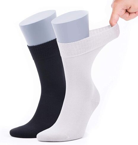 Men’s Diabetic – Rayon Made From Bamboo, Super Thin, Odor Free & Breathable, Calf Socks, Crew Socks (2 Pack) in Kuwait