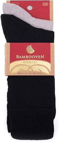 Men’s Diabetic – Rayon Made From Bamboo, Super Thin, Odor Free & Breathable, Calf Socks, Crew Socks (2 Pack) in Kuwait