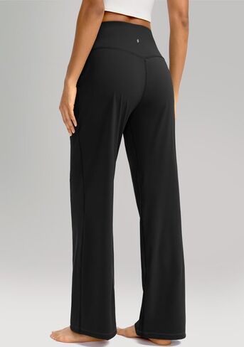 سراويل Soothfeel واسعة الساق للنساء، سراويل عمل اليوغا مع جيوب، سراويل رياضية عالية الخصر، سراويل صغيرة/طويلة 30 بوصة (أسود، XXL) in Kuwait