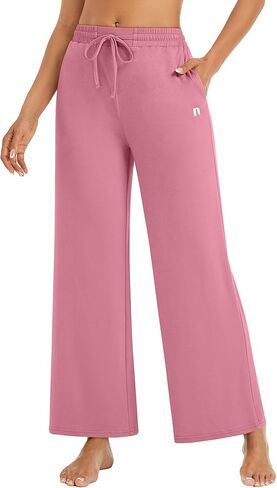 Neer 3 Pack Women's Wide Leg Palazzo Pants, Lounge High Waisted Pants Casual Pajama Bottoms Trouser with Drawstring Pockets in Kuwait