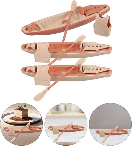 Toyvian 3pcs Plastic Boats Ornaments 19.5cm Kayak Toy Paddle Canoe Model for Birthday Cake Decoration, Office Table Decor in Saudi Arabia