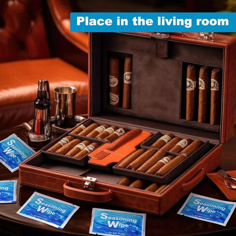 Humidor Seasoning Wipes 2 Packet Cigar Humidor Seasoning Cloth Package Humidor Care Seasoning Wipes Kit for New and Old Humidors in Saudi Arabia