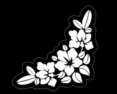 Hibiscus Car Sticker, Flowers Design Car Decals, White Flower Vinyl Sticker Hawaiian Flower Tropical (Only Flowers) in Kuwait