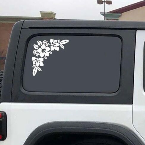 Hibiscus Car Sticker, Flowers Design Car Decals, White Flower Vinyl Sticker Hawaiian Flower Tropical (Only Flowers) in Kuwait